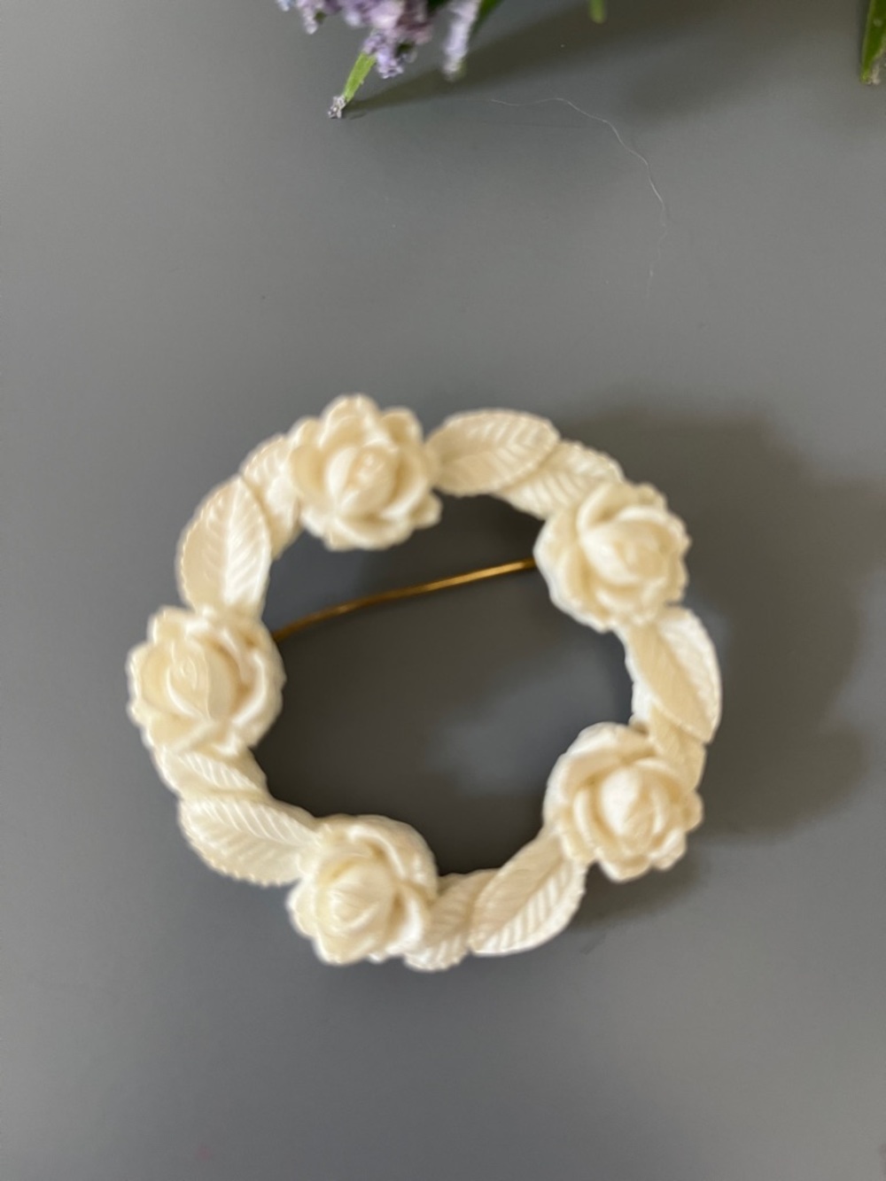 Accessory Trio Brooch Bone Colored Rose and 2 purse/hair Scarves - Picture 6 of 11